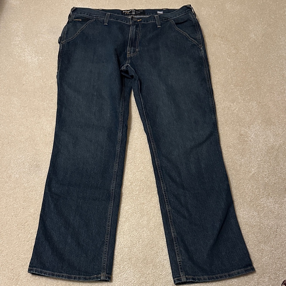 Ariat Rebar M4 Relaxed bootMen's Dark Blue carpenter Jeans size 38x34 - Picture 2 of 11